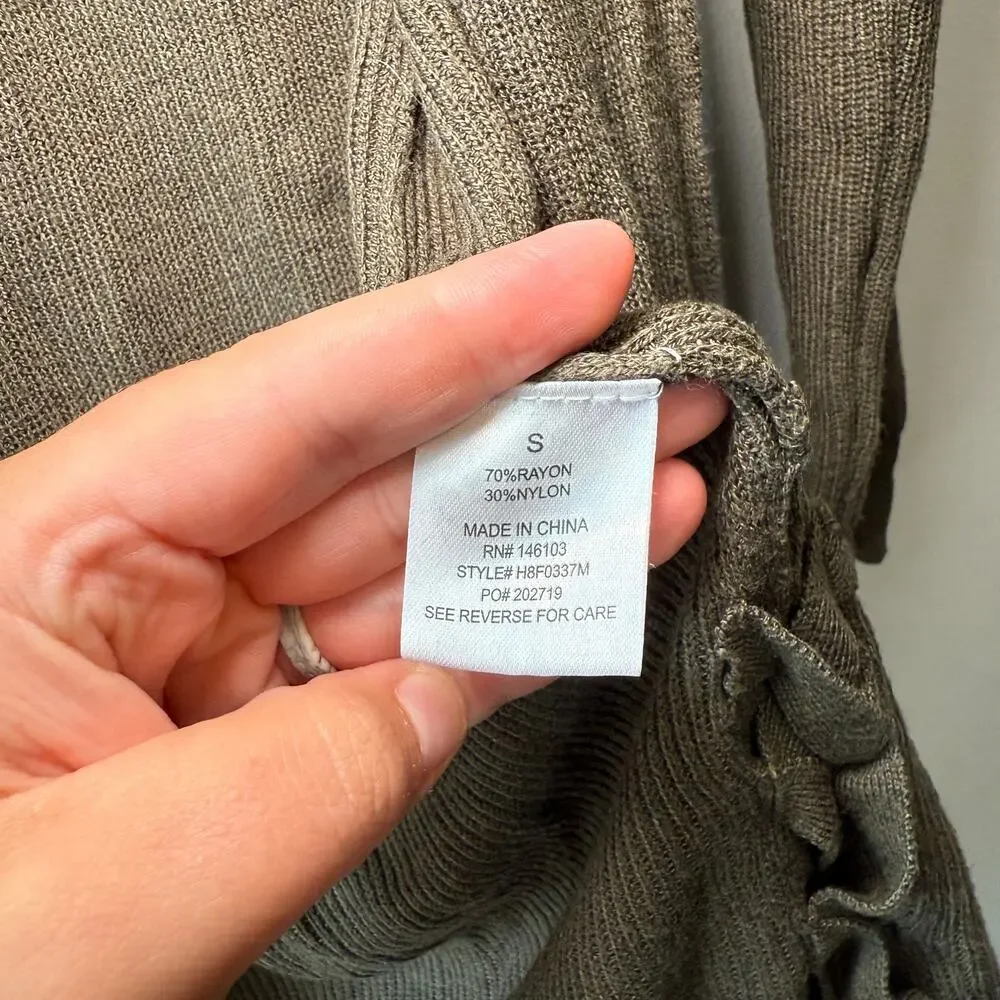 Hippie Rose Women's Crisscross Cardigan Sweater Top Olive Green Size Small - Picture 5 of 6